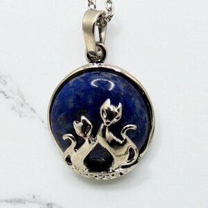 NEW Cat Lovers Lapis Lazuli Gemstone Necklace